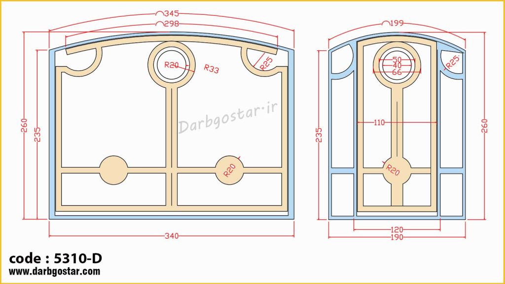 طراحی درب با مقیاس با دیتیل درب کد 5310-D